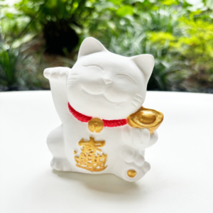 Maneki-Neko (Lucky Cat) Vibrant Aroma Stones White Color
