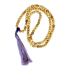 6mm Palo Santo 108 Mala Beads with Crystal Guru Bead