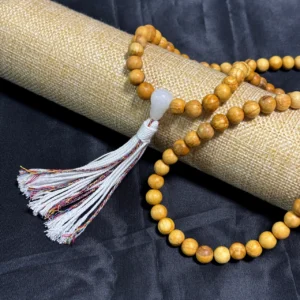8mm Palo Santo 108 Mala Beads with Crystal Guru Bead