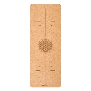 Flower of Life - Cork and Natural Rubber Yoga Mat with Alignment Lines 183cm x 68cm x 5mm